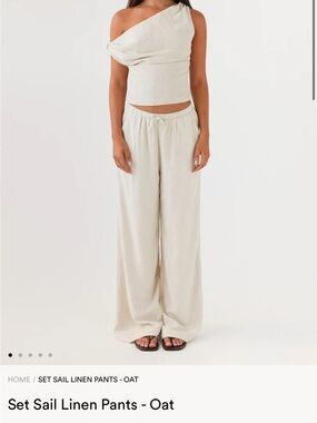 Peppermayo Oat Wide-Leg Linen Trousers